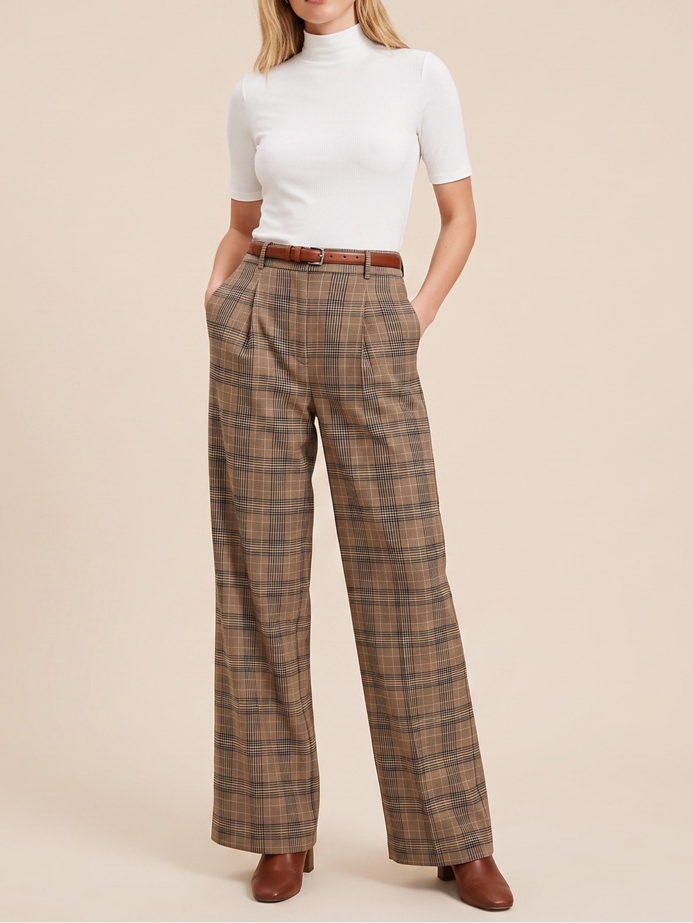 OLD NAVY Plaid Taylor Wide Leg Trousers